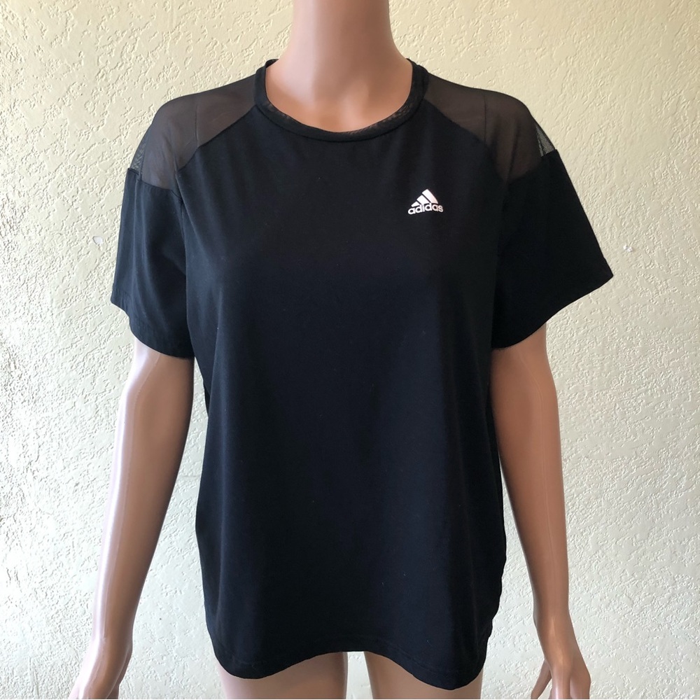 Adidas Women’s Size S Black Activewear Athletic T-Shirt Mesh Top Short Sleeves